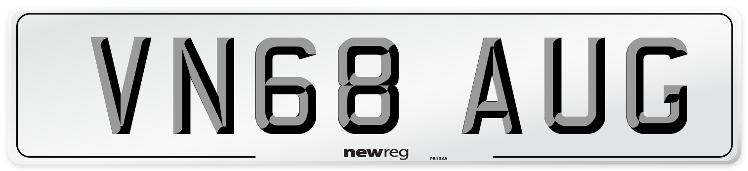 VN68 AUG Number Plate from New Reg